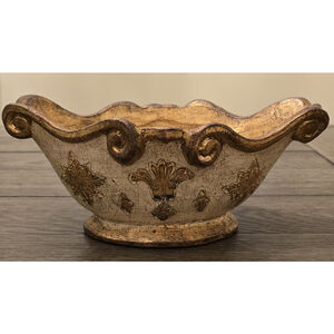 Italy Pottery Vase Gold P391 Oval Curves Curvy Gondola